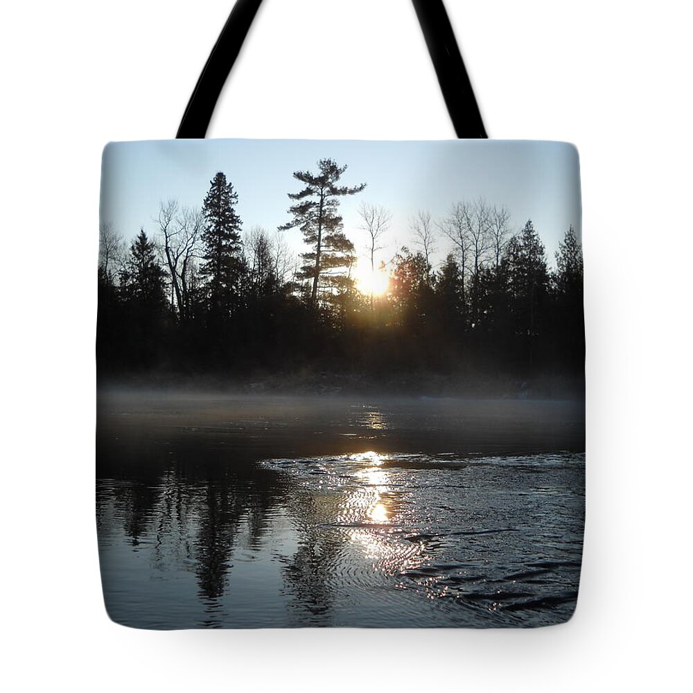 Mississippi River Tote Bag featuring the photograph Sunrise on Ice by Kent Lorentzen