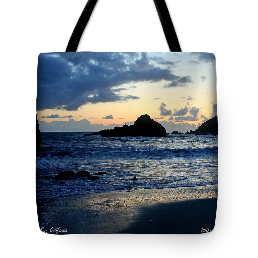  Tote Bag featuring the photograph 'Sunset at Pfeiffer Beach' by PJQandFriends Photography