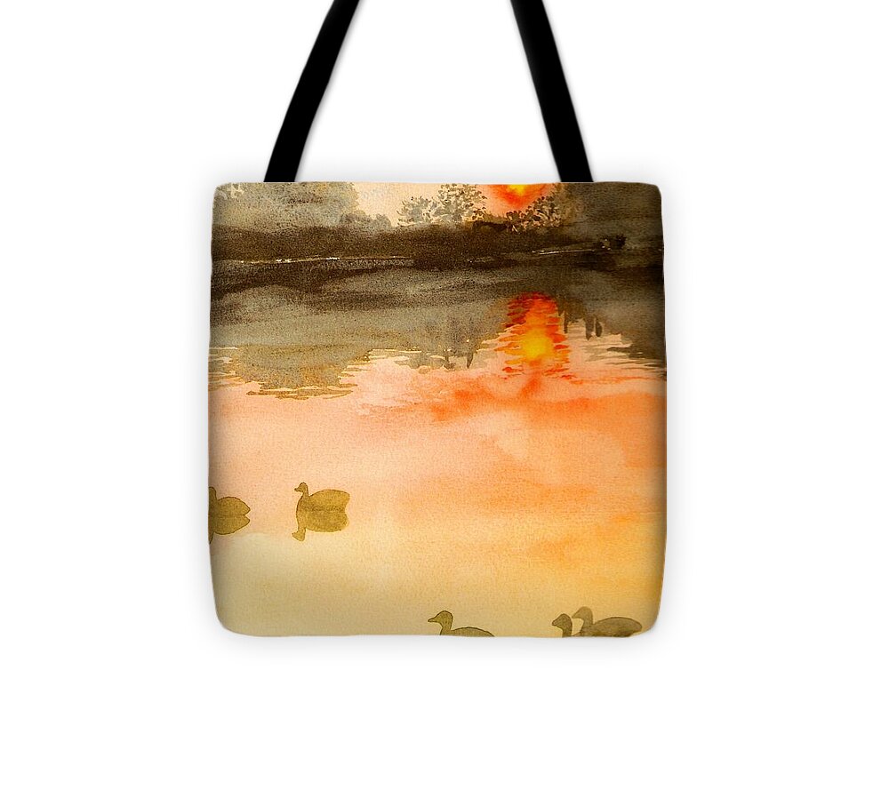 Sunset Tote Bag featuring the painting Sunset Park by Deb Stroh-Larson