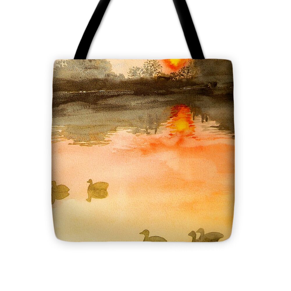 Sunset Tote Bag featuring the painting Sunset Park by Deb Stroh-Larson