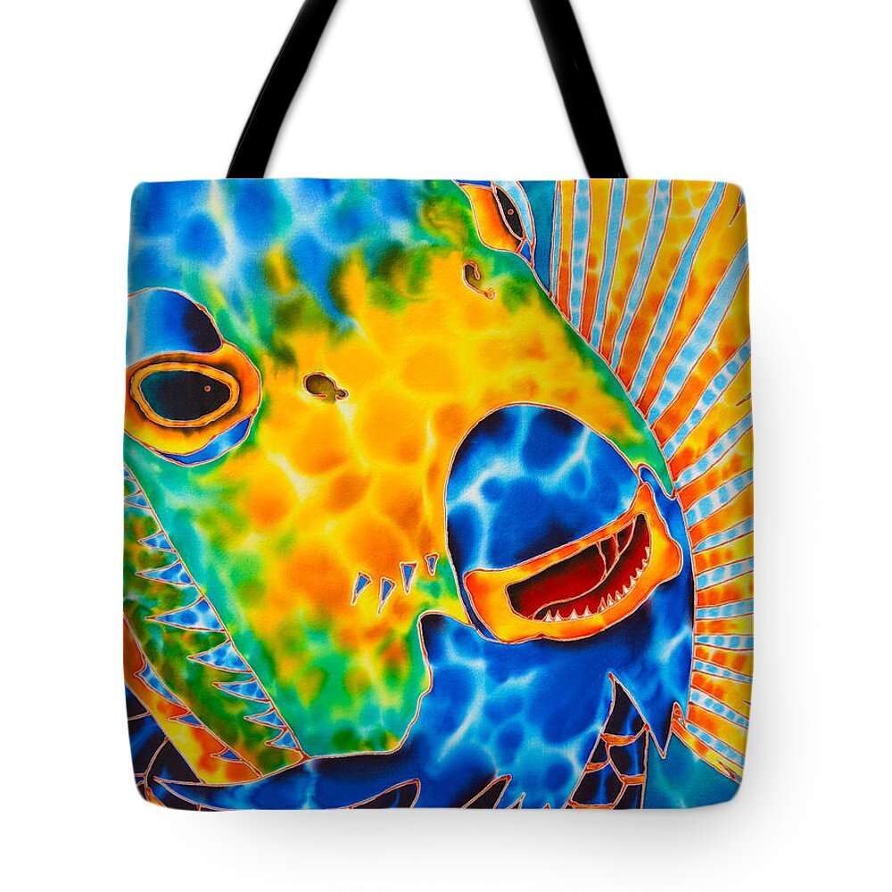 Fish Art Tote Bag featuring the painting Queen Angelfish by Daniel Jean-Baptiste