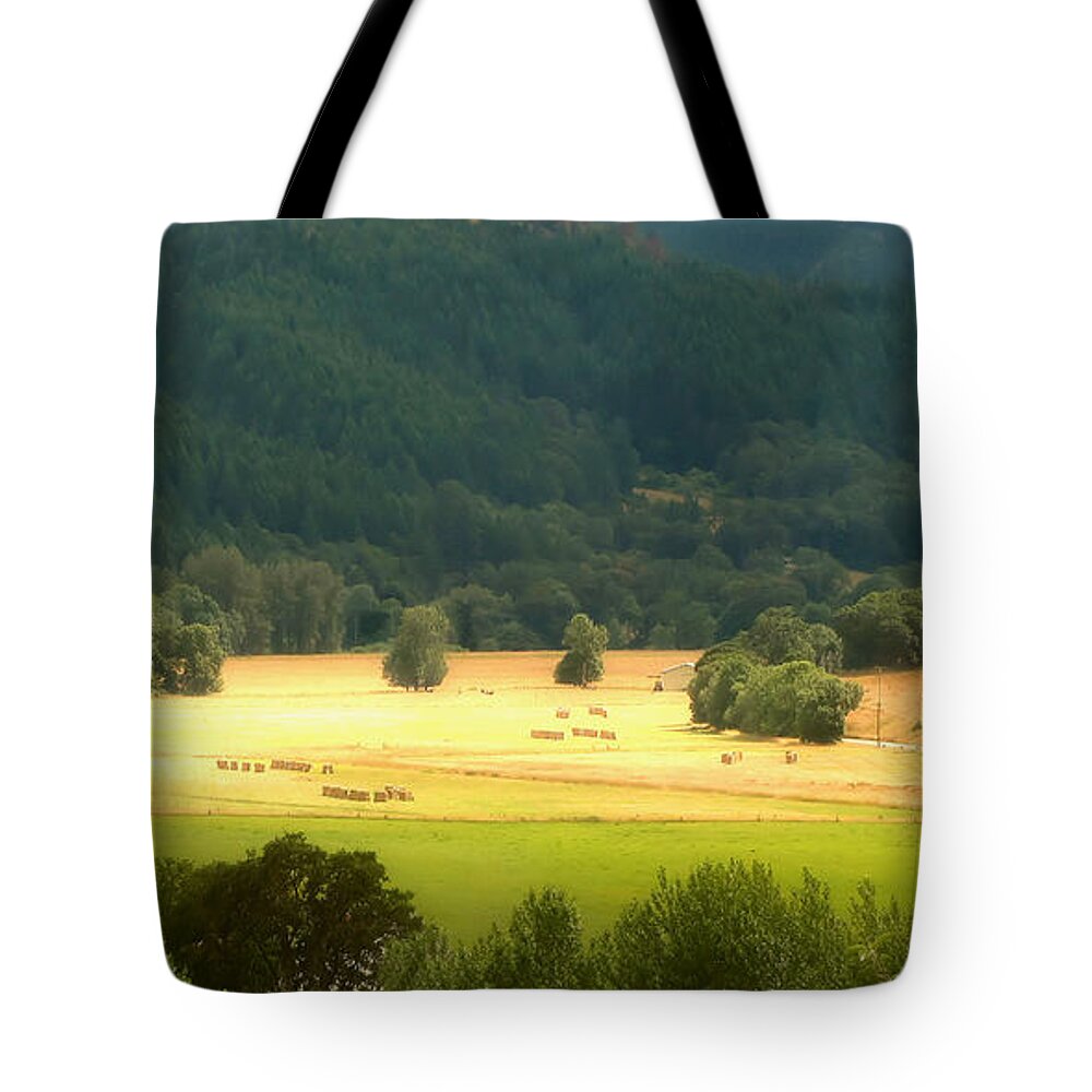 Hay Bales Tote Bag featuring the photograph Sunshine In The Valley by KATIE Vigil