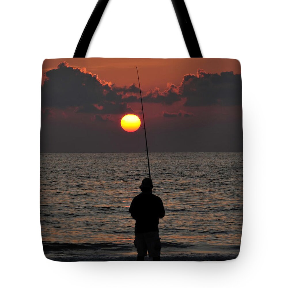 Fine Art Photography Tote Bag featuring the photograph Surf Fishing 1 by David Lee Thompson