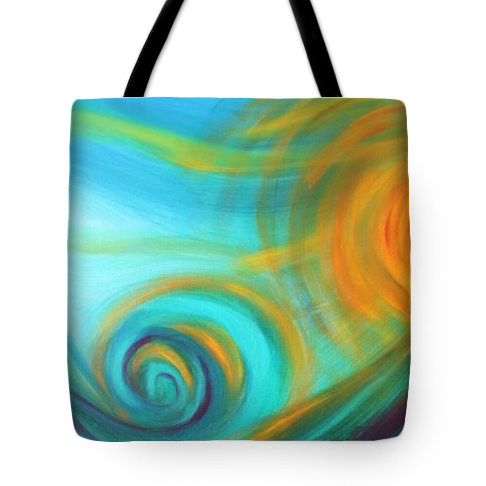 Abstract Framed Prints Tote Bag featuring the painting Surf Up at Sun Down by Reina Cottier