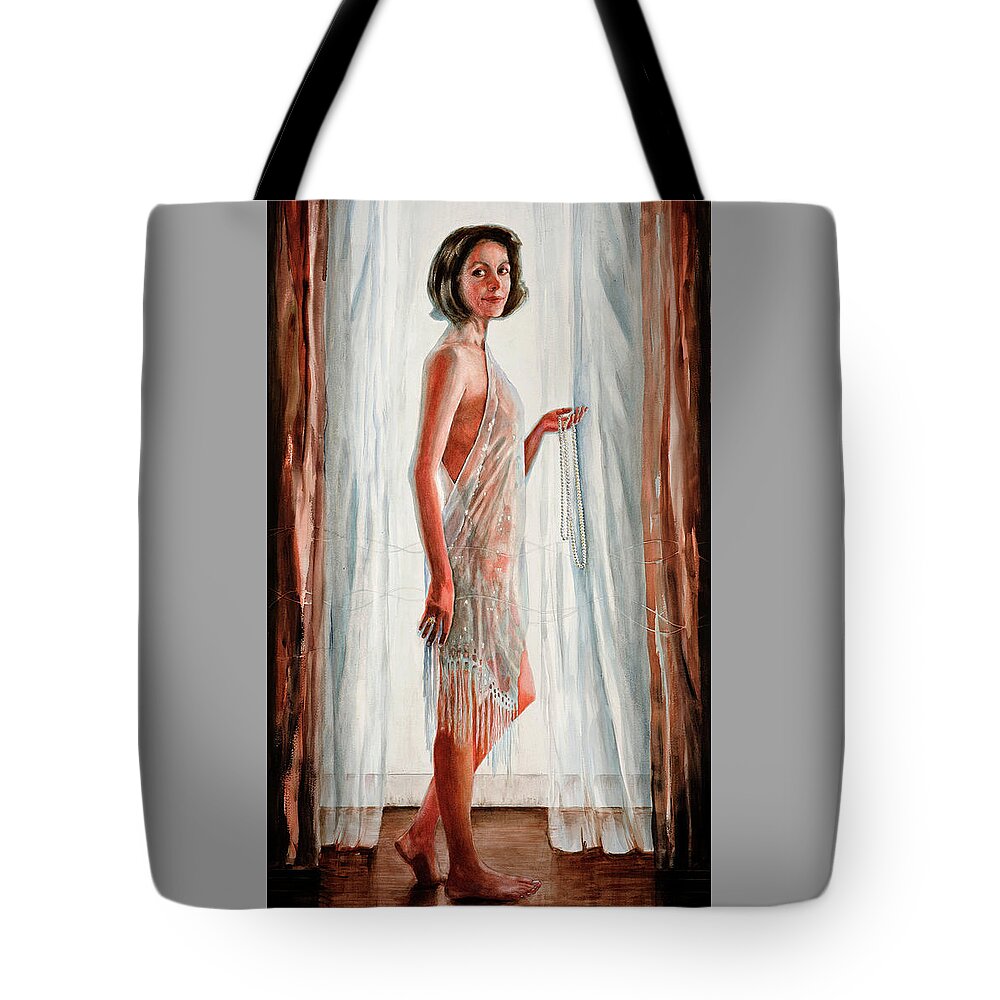 Art Tote Bag featuring the painting Survivor Self-Portrait by Carolyn Coffey Wallace