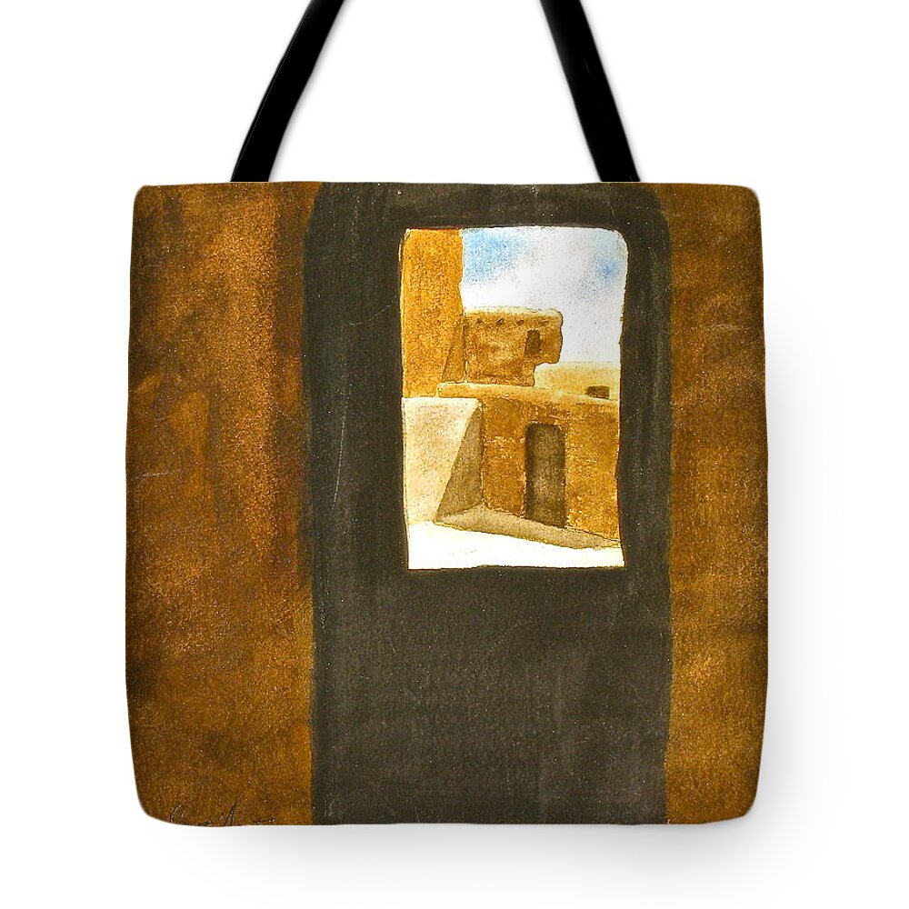 Taos Tote Bag featuring the painting Taos Passage by Frank SantAgata