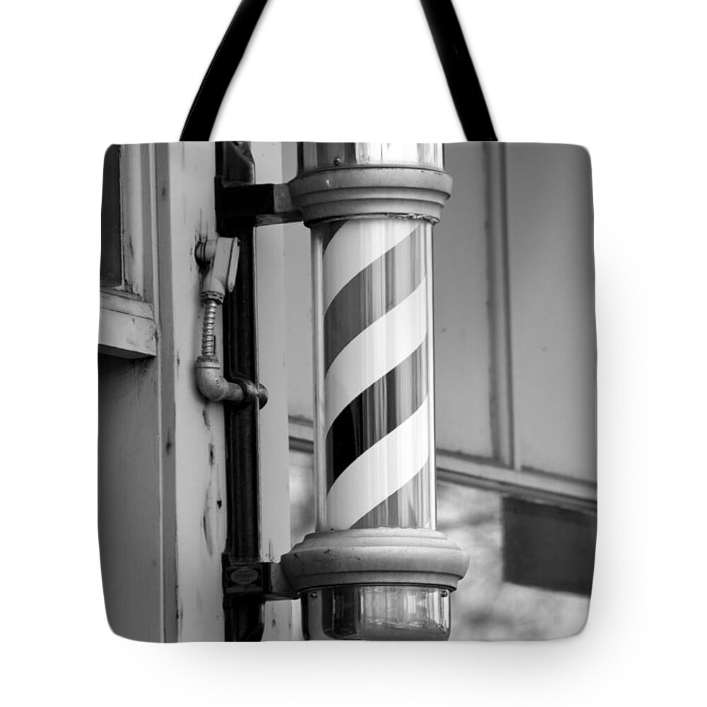Barber Tote Bag featuring the photograph The Barber Shop 4 BW by Angelina Tamez