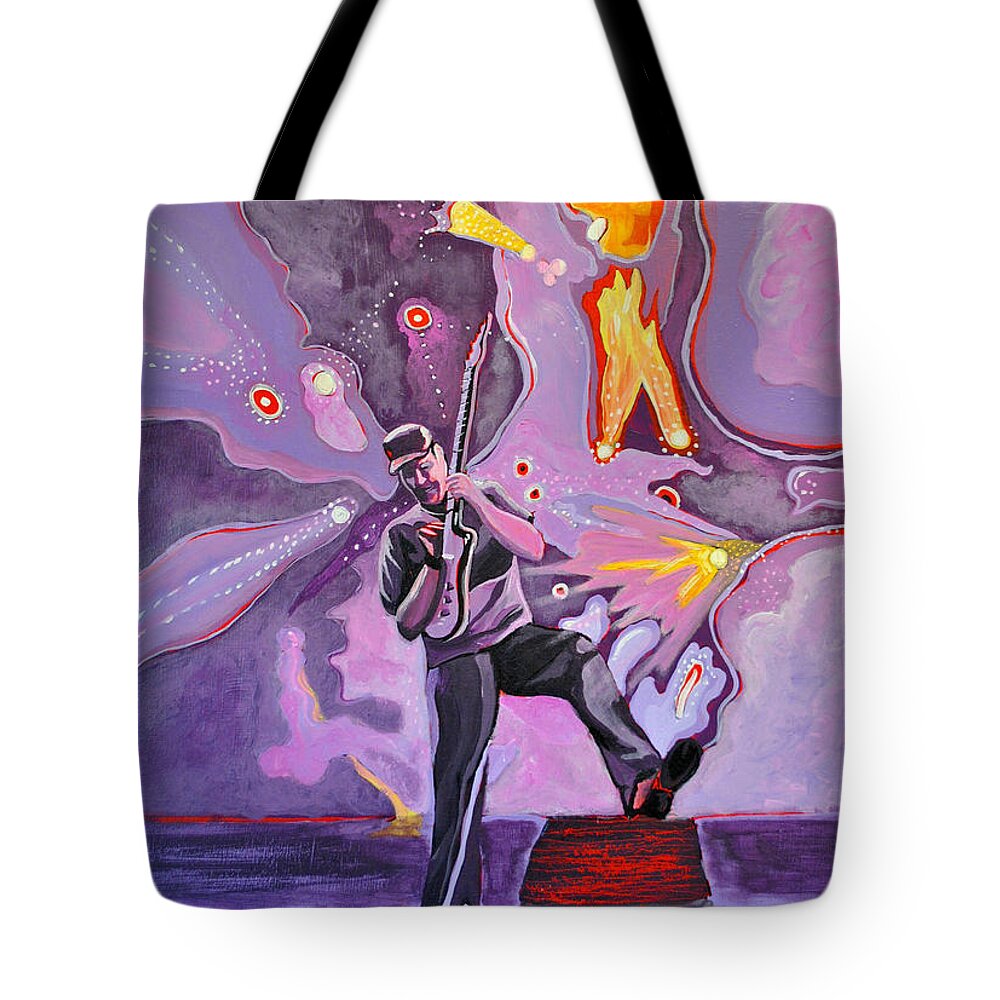 Umphrey's Mcgee Tote Bag featuring the painting The Big Blowout by Patricia Arroyo