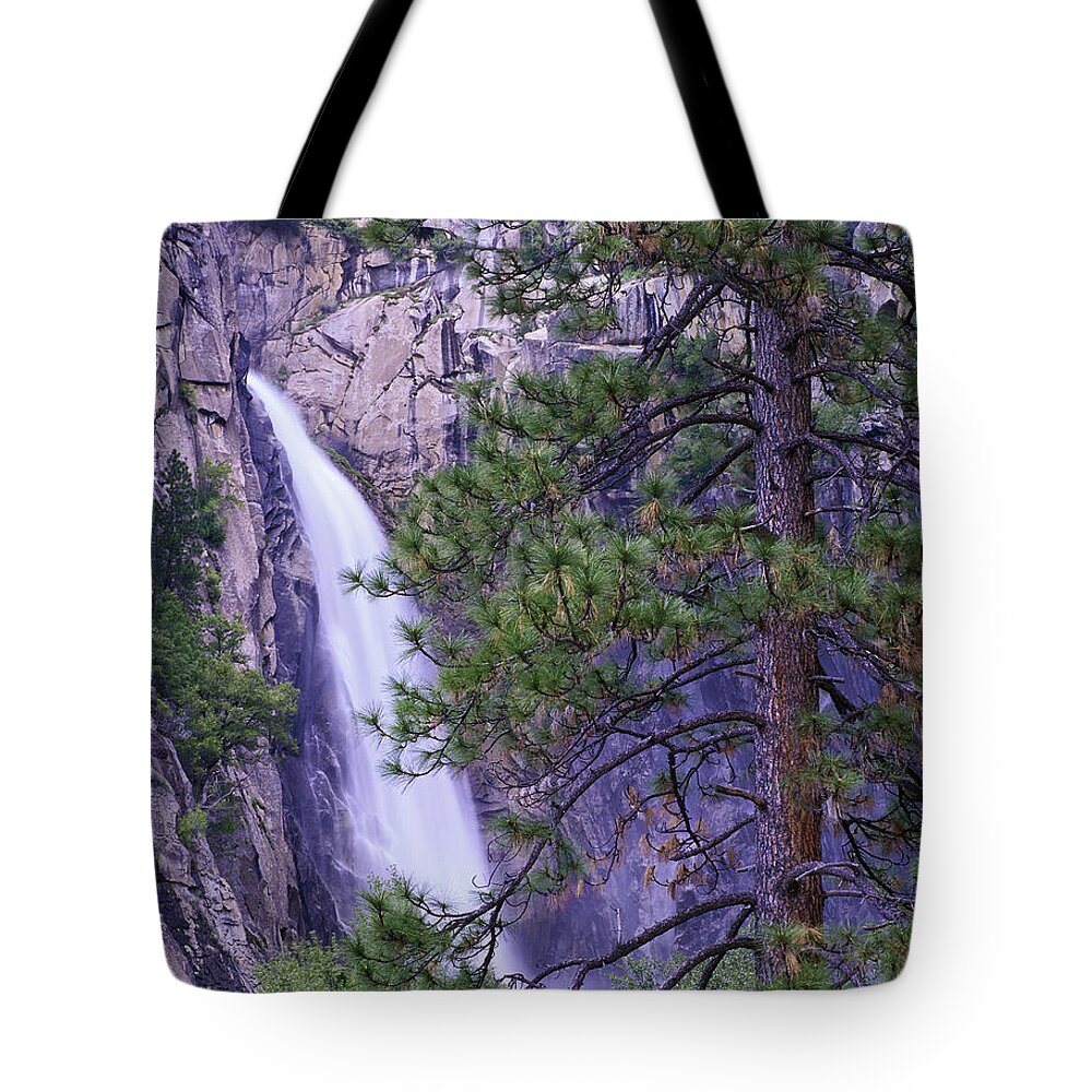00175972 Tote Bag featuring the photograph The Cascades From Yosemite National by Tim Fitzharris