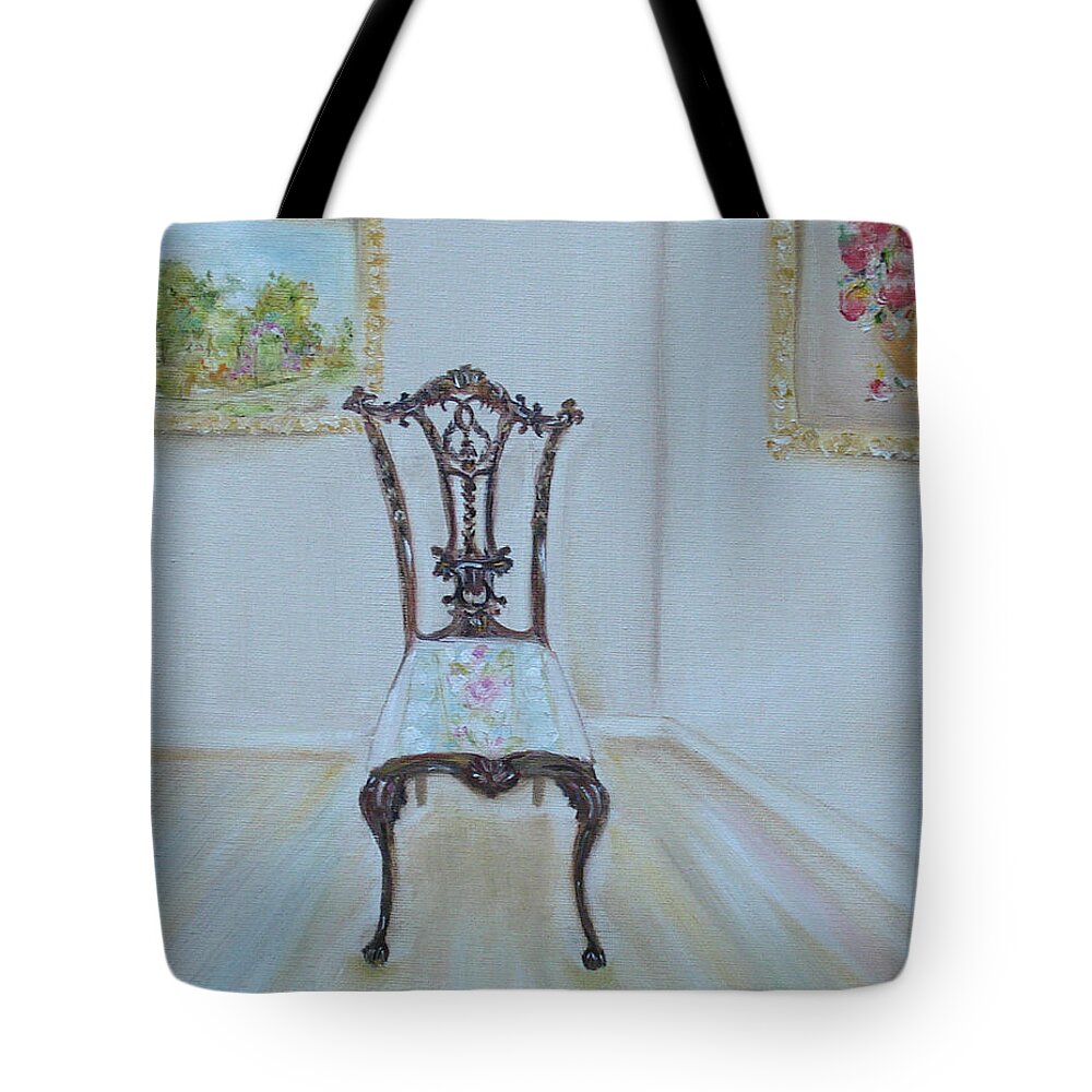 Chairs Tote Bag featuring the painting The Chair by Judith Rhue