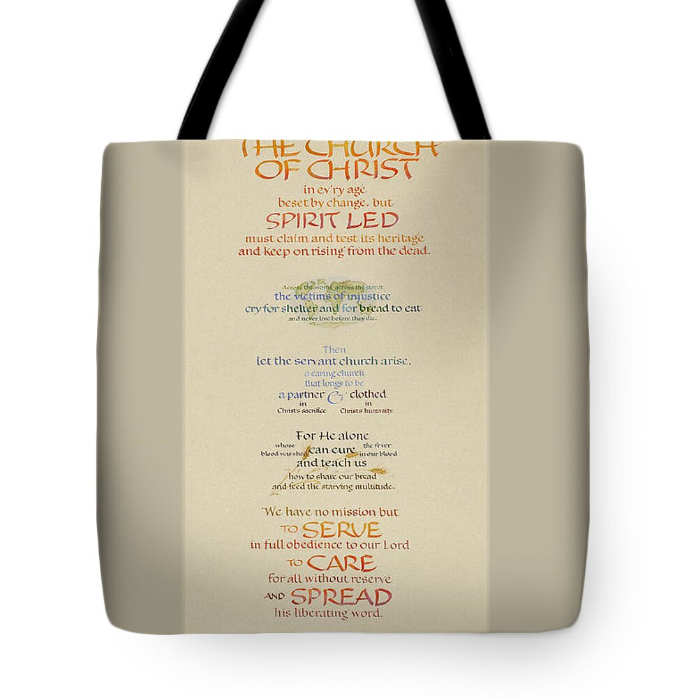 Anglican Tote Bag featuring the painting The Church of Christ in Every Age II by Judy Dodds