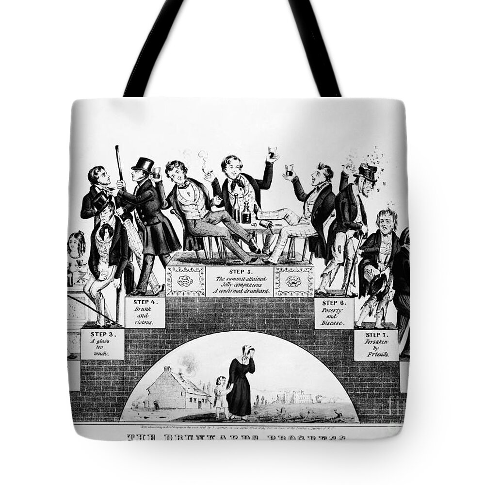 Illustration Tote Bag featuring the photograph The Drunkards Progress by Photo Researchers