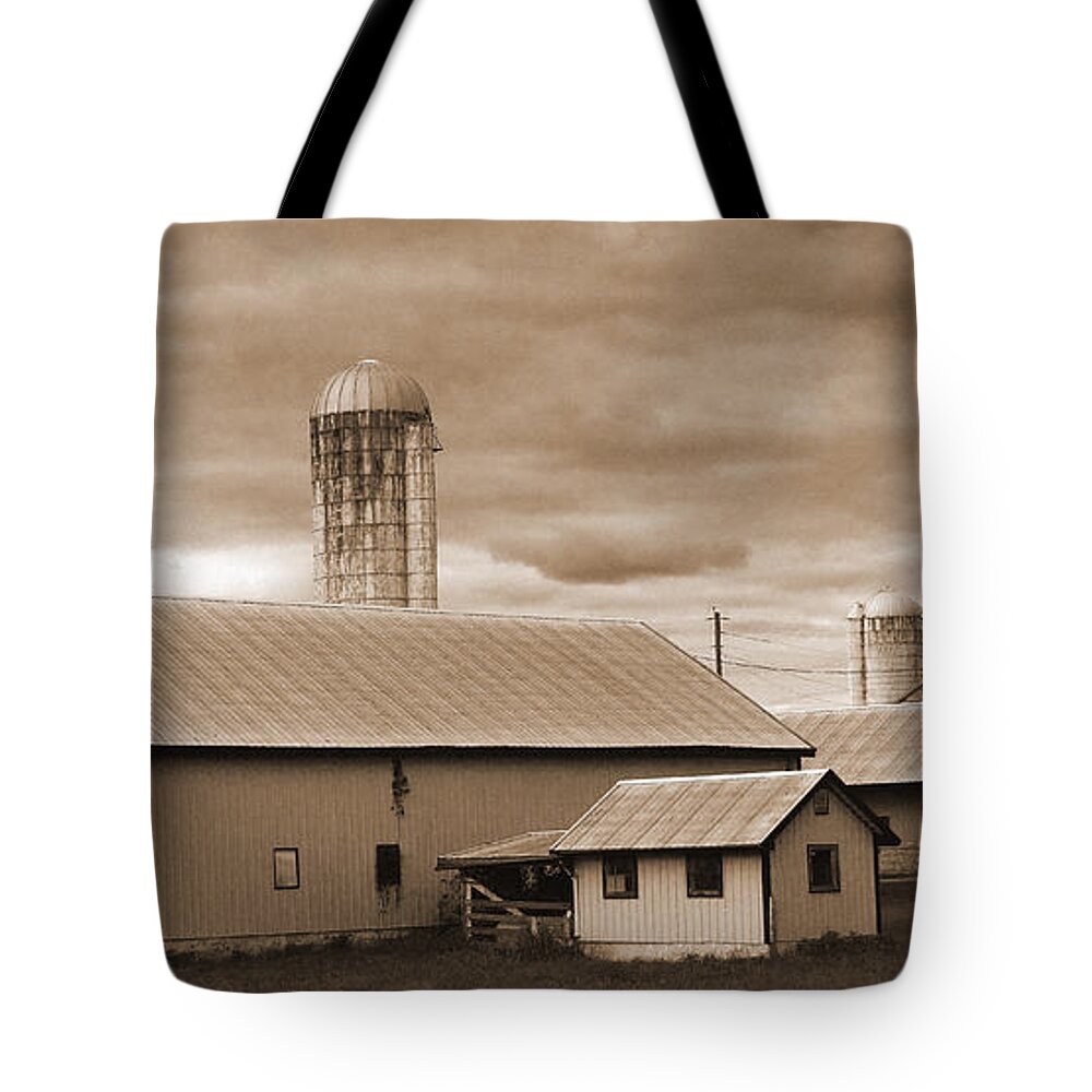 Rural Art Tote Bag featuring the photograph The Farm by Barry Jones