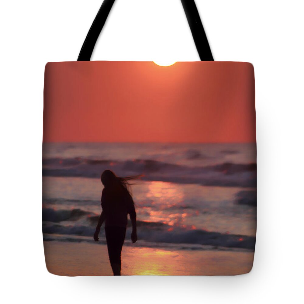 Girl Tote Bag featuring the photograph The Girl On The Beach by Jeff Breiman