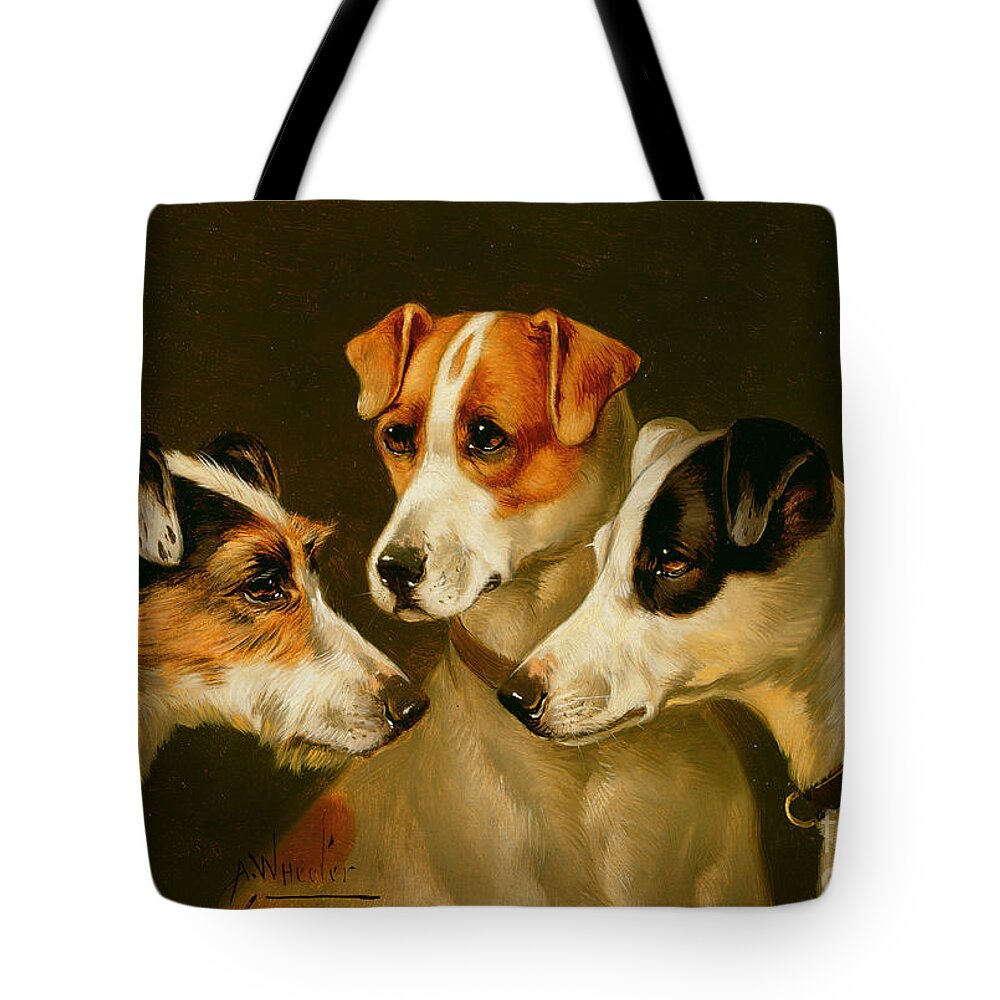 Dog Tote Bag featuring the painting The Hounds by Alfred Wheeler