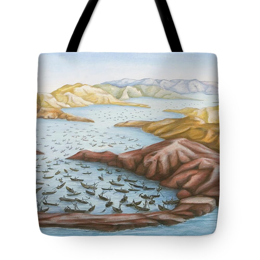 Ocean Tote Bag featuring the painting The Infinite Ocean by Nad Wolinska