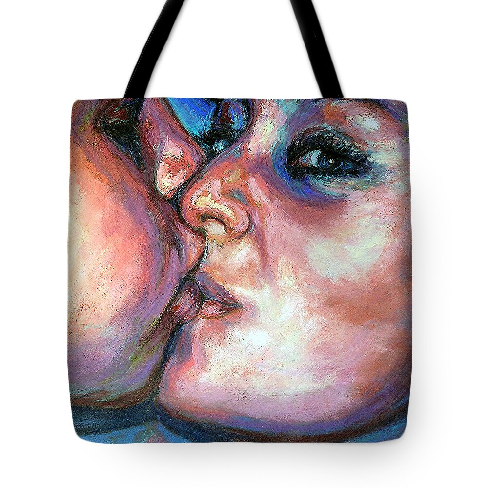 People. Person Tote Bag featuring the pastel The Kiss by Li Newton