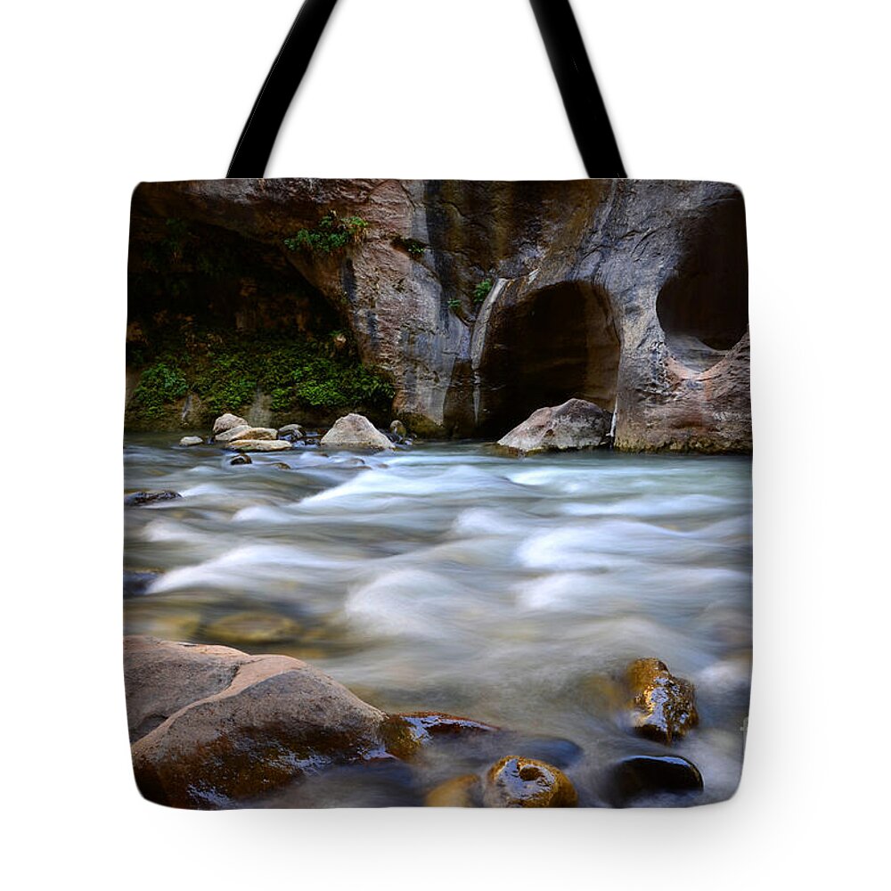 Virgin River Tote Bag featuring the photograph The Narrows Virgin River Zion 3 by Bob Christopher