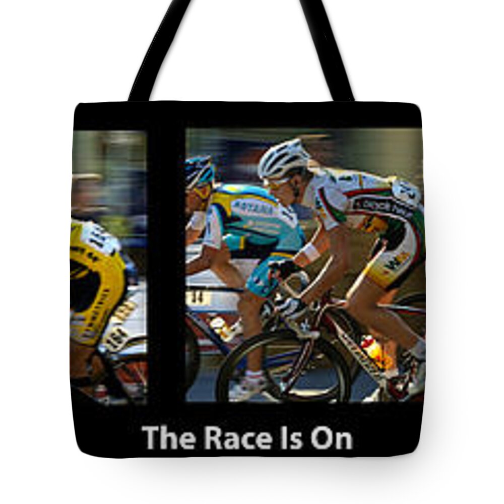 The Race Is On With Caption Tote Bag for Sale by Bob Christopher
