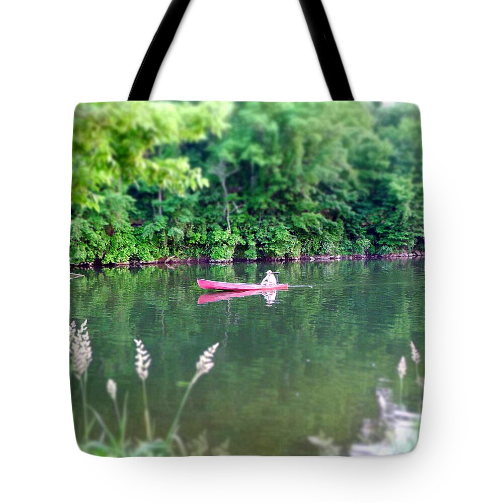 Brandywine River Tote Bag featuring the photograph The red canoe by Richard Reeve