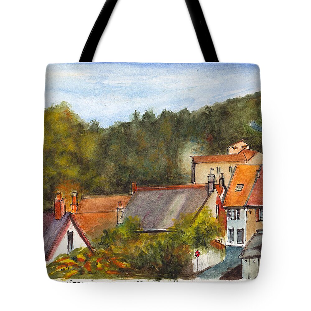French Village Tote Bag featuring the painting The Village of Billy by Dai Wynn