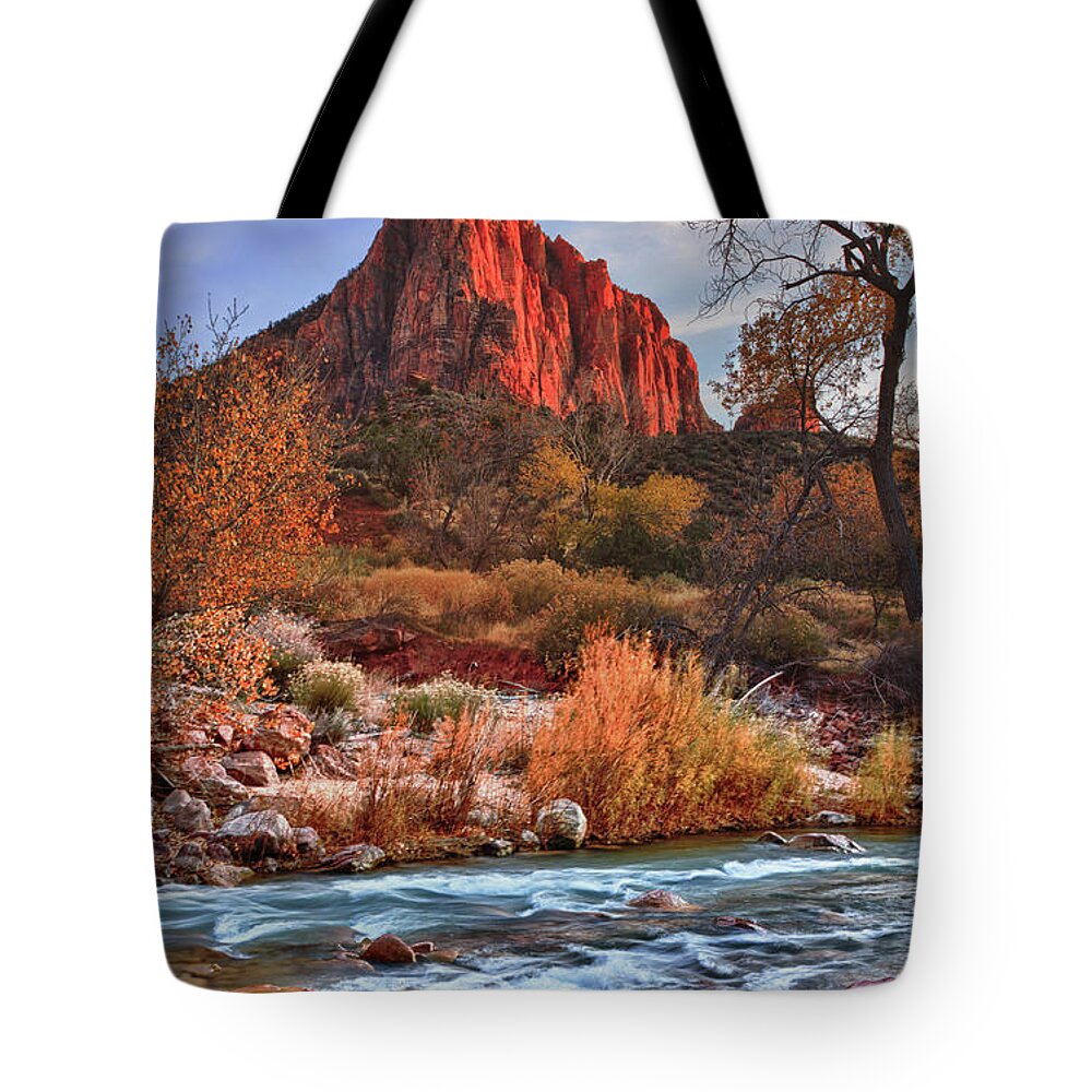 Zion National Park Tote Bag featuring the photograph The Watchman by Beth Sargent