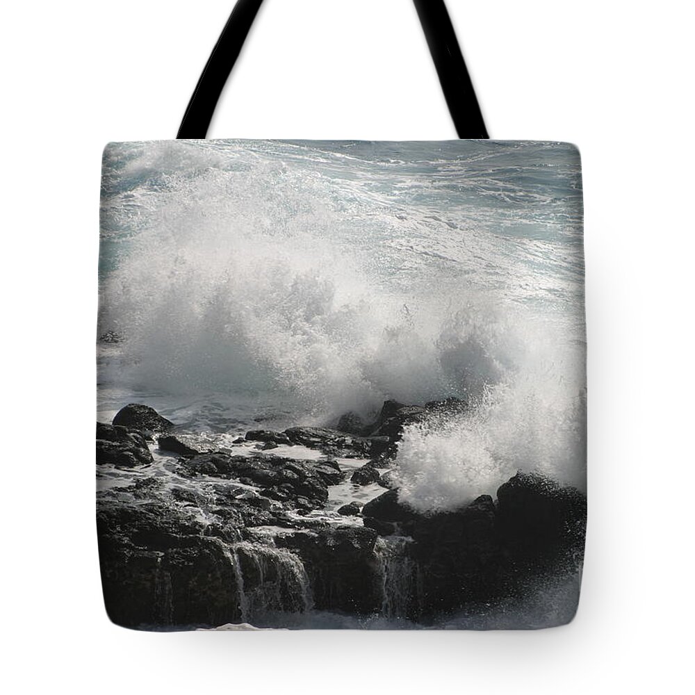 Tide Tote Bag featuring the photograph Tidal Spray by Anthony Trillo
