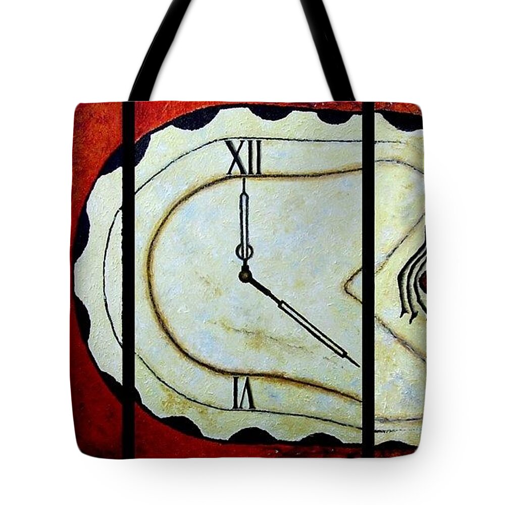 Time Tote Bag featuring the painting Time by Draia Coralia