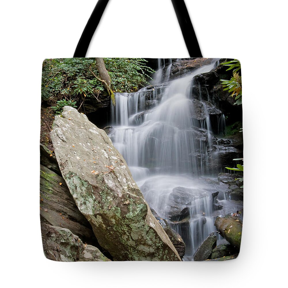 Great Smoky Mountains Tote Bag featuring the photograph Tranquil Waterfall by Angie Schutt