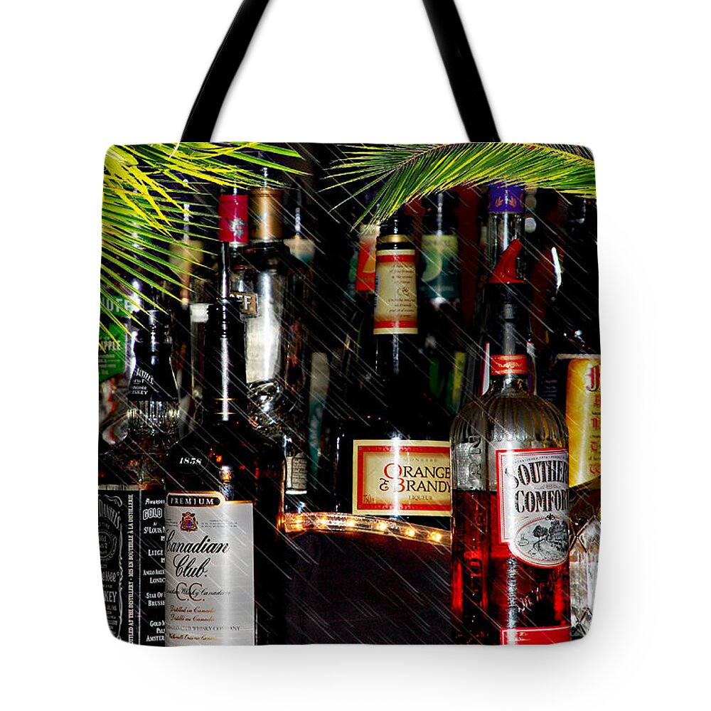 Tropical .licquor Tote Bag featuring the photograph Tropical Bar by Elaine Manley