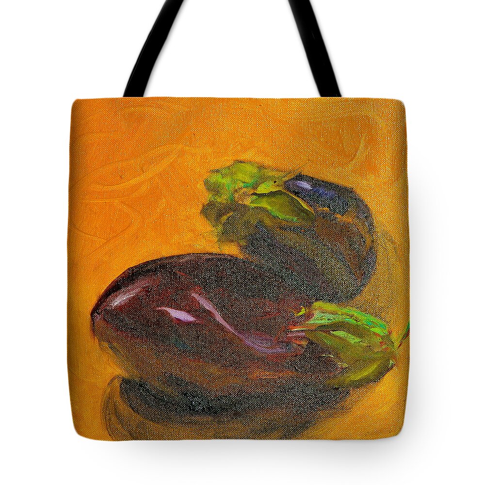 Eggplants Tote Bag featuring the painting Two Eggplants by Beverley Harper Tinsley