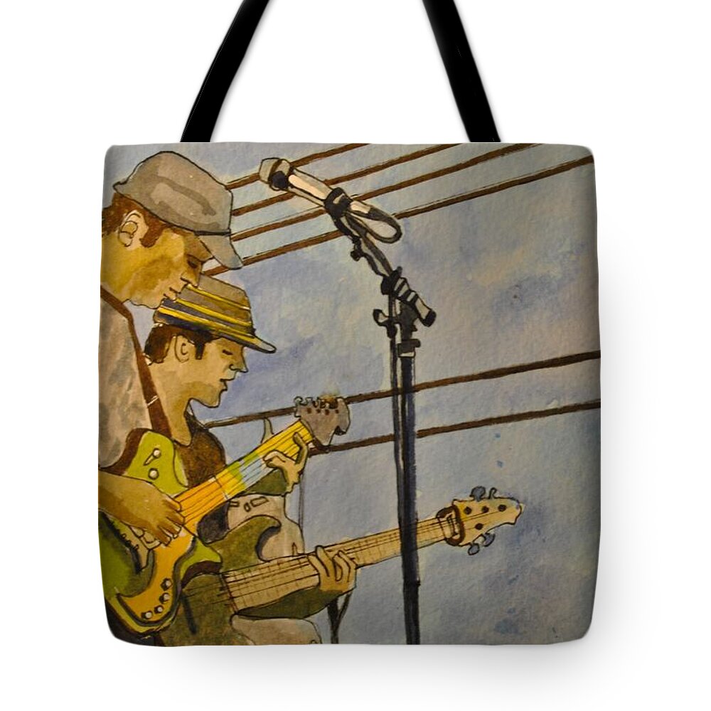 Umphrey's Mcgee Tote Bag featuring the painting Umphreys Mcgee at the Stone Pony by Patricia Arroyo