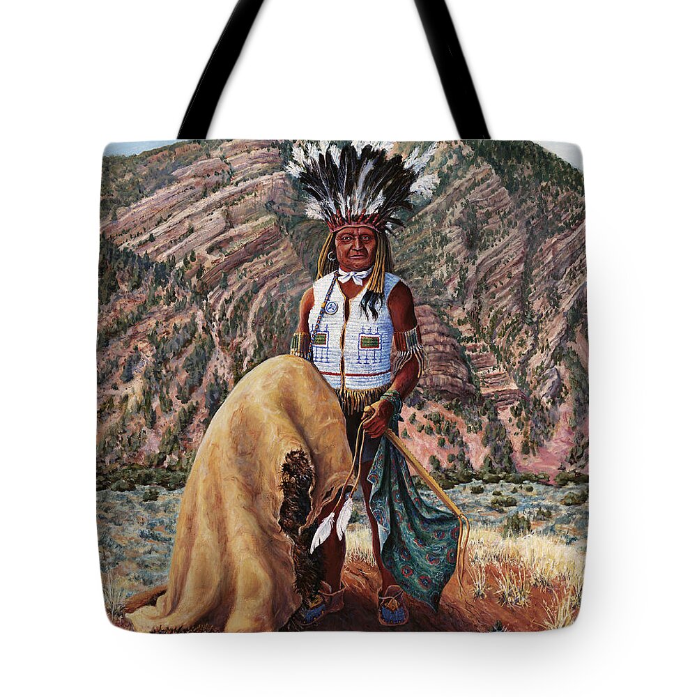 Indian Tote Bag featuring the painting Unca Sam by Page Holland