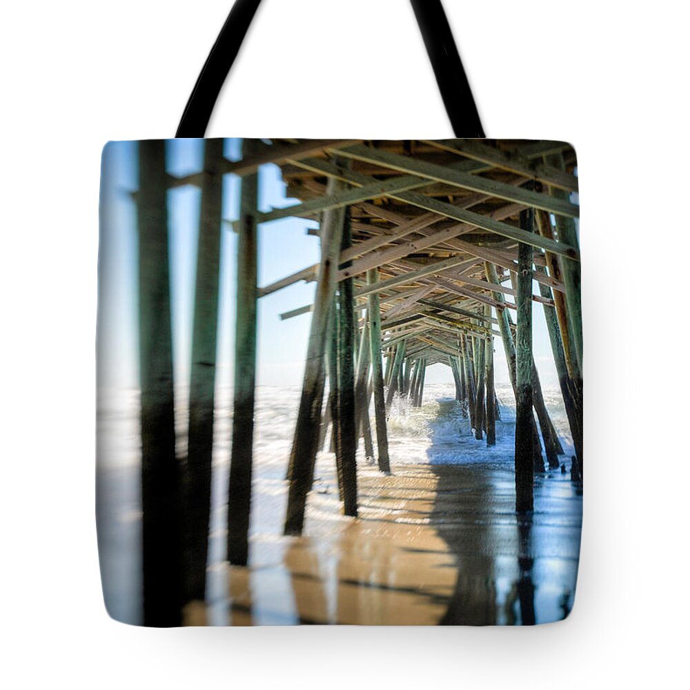 Landscape Tote Bag featuring the photograph Under the Pier by Joye Ardyn Durham