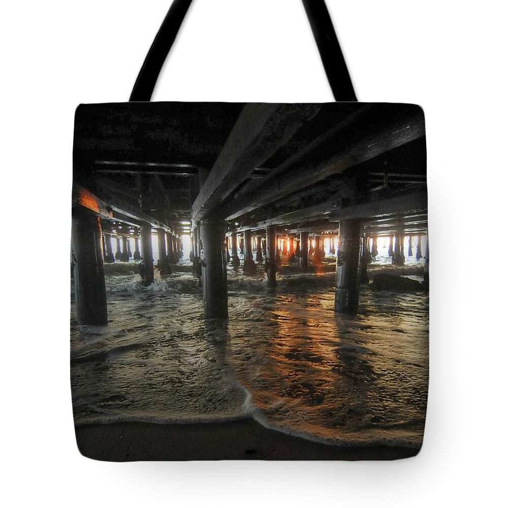 Redondo Beach Pier Tote Bag featuring the photograph Under the Pier by Richard Omura