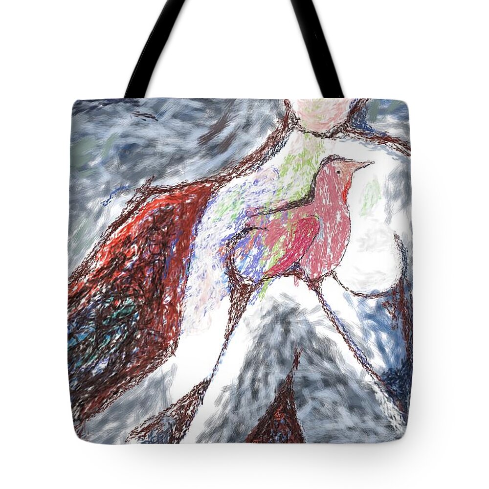 Pet Feelings Togetherness Sharing Understanding Tote Bag featuring the painting Untitled 6 by Vilas Malankar