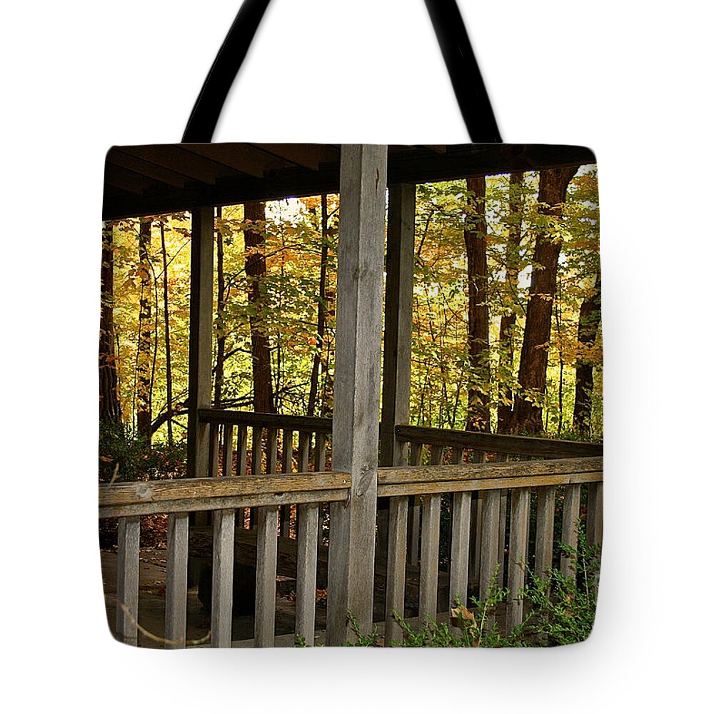 Outdoors Tote Bag featuring the photograph Up North Porch by Susan Herber