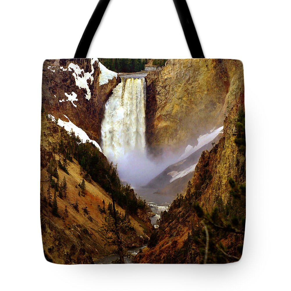 Waterfall Tote Bag featuring the photograph Upper Yellowstone Falls by Ellen Heaverlo