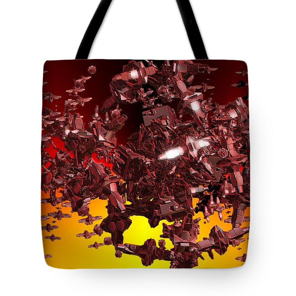 Abstract Tote Bag featuring the digital art Upside Down Sunrise by Ronald Bissett