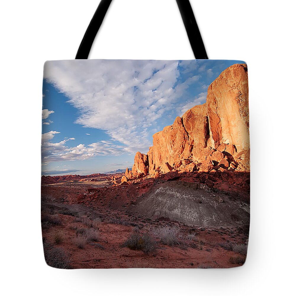Valley Of Fire Tote Bag featuring the photograph Valley of Fire by Art Whitton