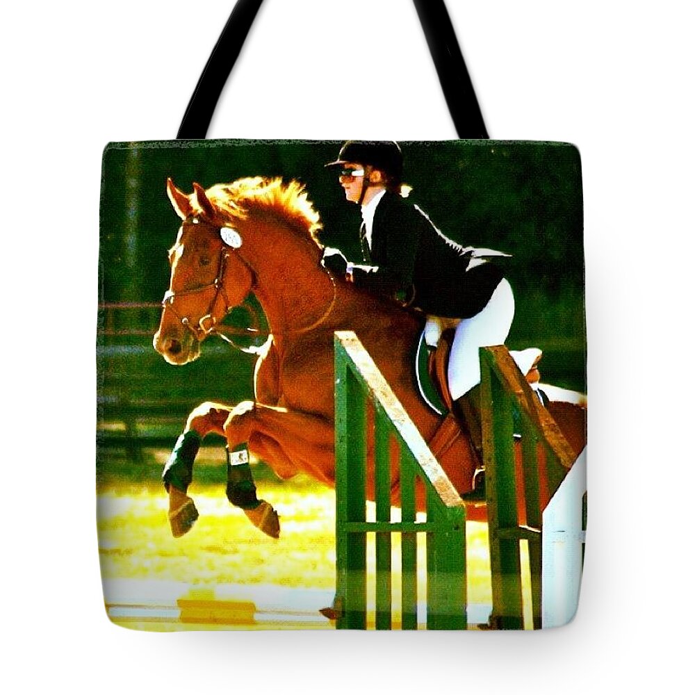 Horses Tote Bag featuring the photograph Very Hunterly! Chrissy Porter And Andy by Anna Porter