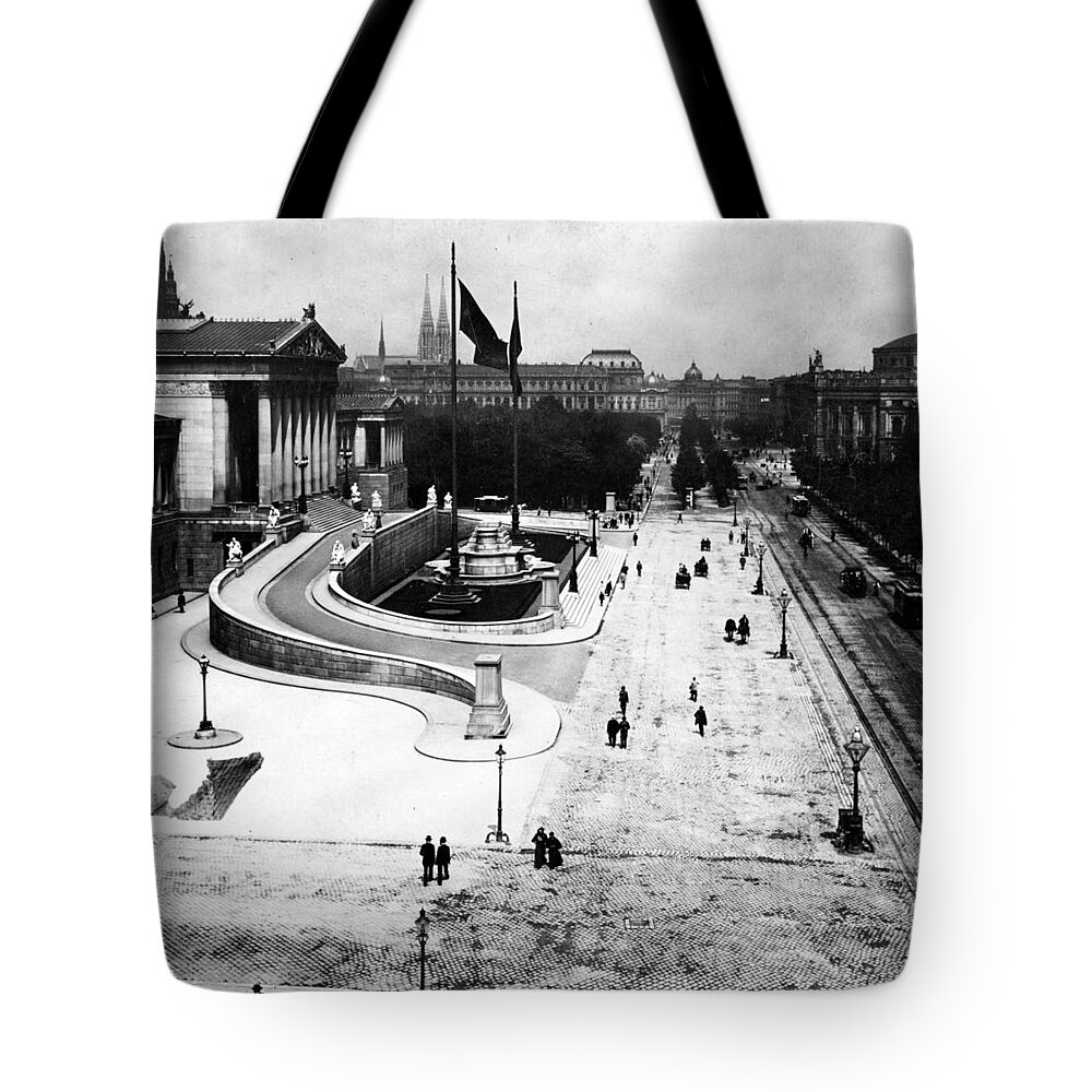 Austria Tote Bag featuring the photograph Vienna Austria - Franzens-Ring - c 1902 by International Images