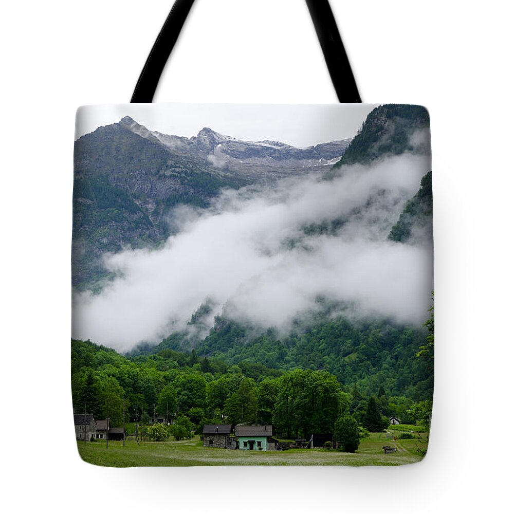 Village Tote Bag featuring the photograph Village in the alps by Mats Silvan