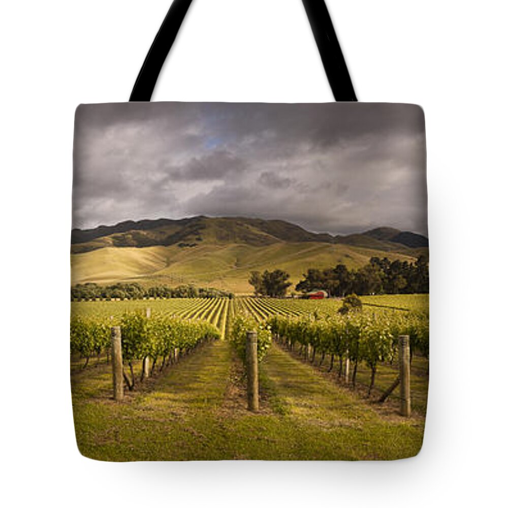 00479623 Tote Bag featuring the photograph Vineyard Awatere Valley In Marlborough by Colin Monteath