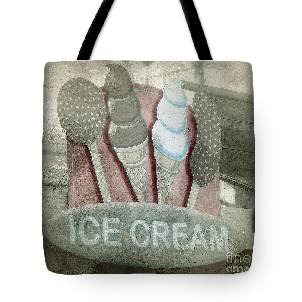 Ice Cream Tote Bag featuring the photograph Vintage Ice Cream Sign by Jim And Emily Bush
