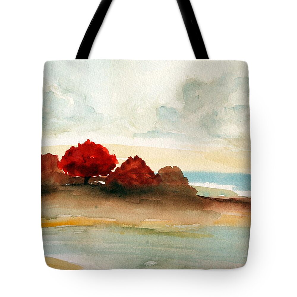 Paintings Tote Bag featuring the painting Watercolor bay by Julie Lueders 