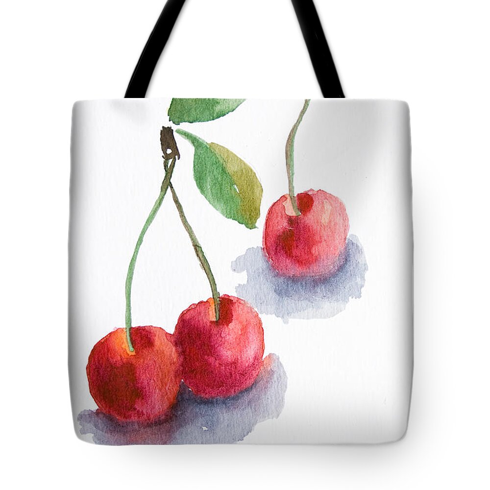 Berry Tote Bag featuring the painting Watercolor cherry by Regina Jershova