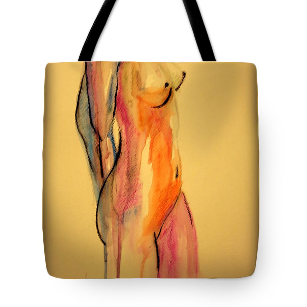 Sketch Class Paintings Tote Bag featuring the painting Watercolor Nude by Julie Lueders 