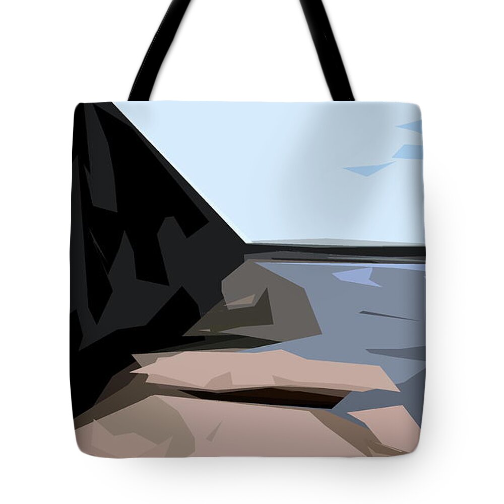 Abstract Tote Bag featuring the photograph Waterfront And Pier by Burney Lieberman