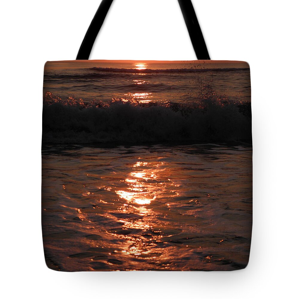 Wave Tote Bag featuring the photograph Wave Reflections At Sunrise by Kim Galluzzo